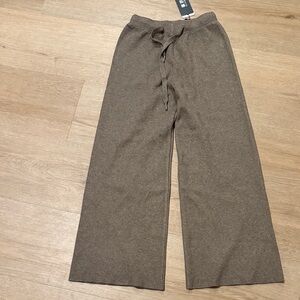 Cozy Wide Leg Knit Pants in Taupe wool